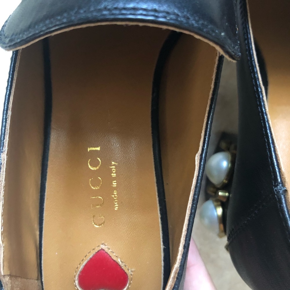 Leather mid heel loafers